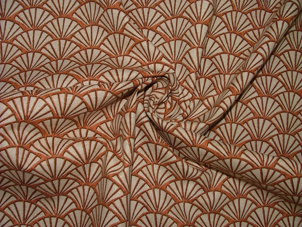 2.5 Metres Art Deco Fan In Koi 100% Cotton Fabric Cushion Curtain Upholstery Use