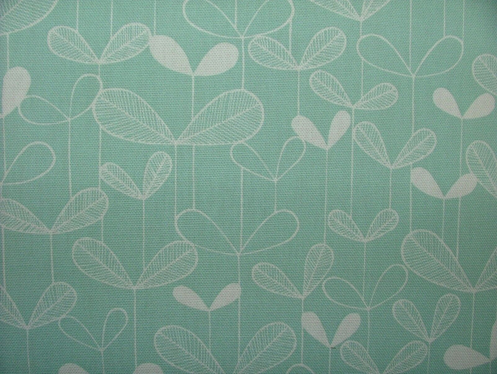 MissPrint Saplings Pale Aqua Scandi Cotton Curtain Upholstery Cushion Fabric