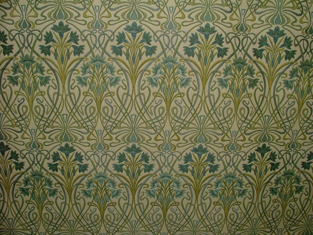 Art Nouveau Prussian Blue Thick Jacquard Curtain Upholstery Cushion Blind Fabric