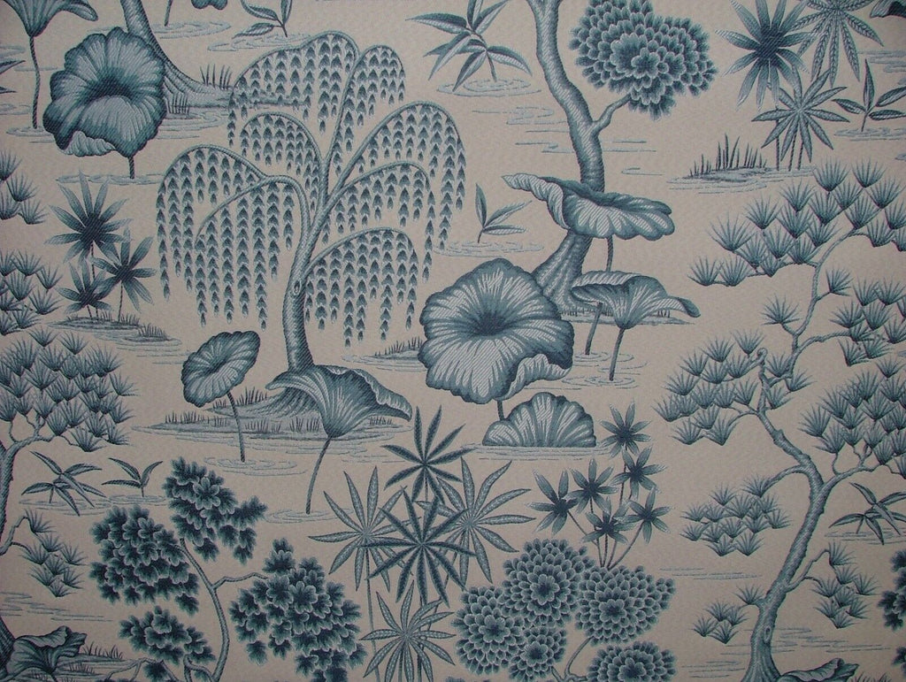 Japanese Oriental Tree Delft Jacquard Fabric Curtain Upholstery Cushion Blind