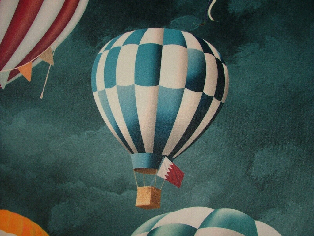 Montgolfier Adventure Hot Air Balloons Velvet Fabric Curtain Upholstery Cushion