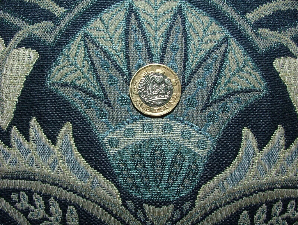 Art Deco Madison Sapphire Blue Thick Jacquard Curtain Upholstery Cushion Fabric