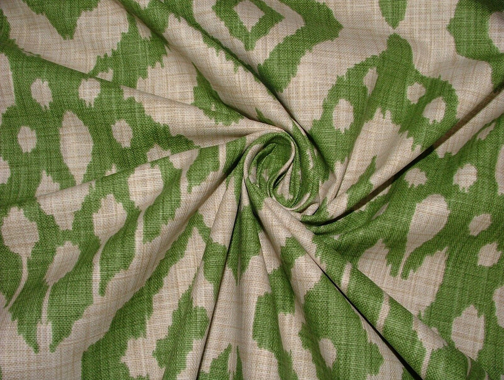 Moroccan Ikat Emerald Green Cotton Curtain Upholstery Cushion Roman Blind Fabric