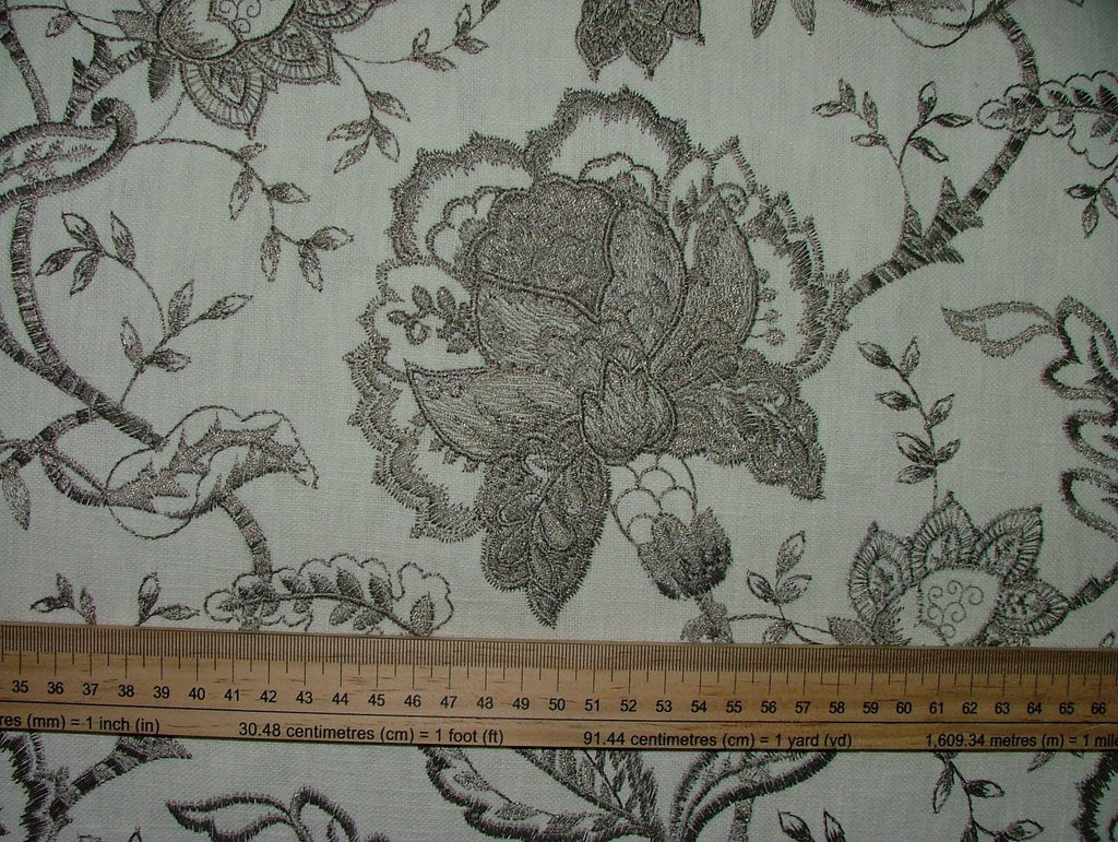Sandringham Embroidered Curtain Fabric Natural Upholstery  Cushion 6 Metres13