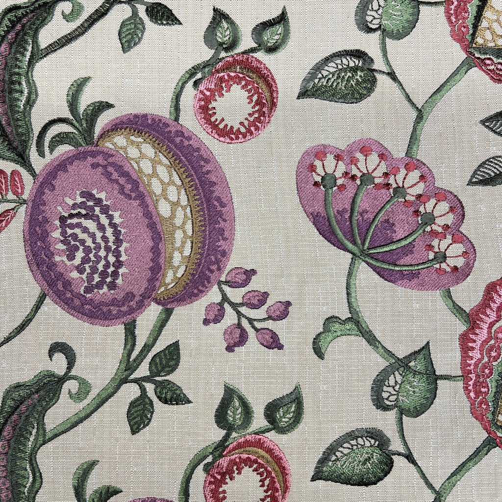 1.9 Metres iLiv Figs & Strawberry Thistle Embroidered Fabric Curtain Upholstery