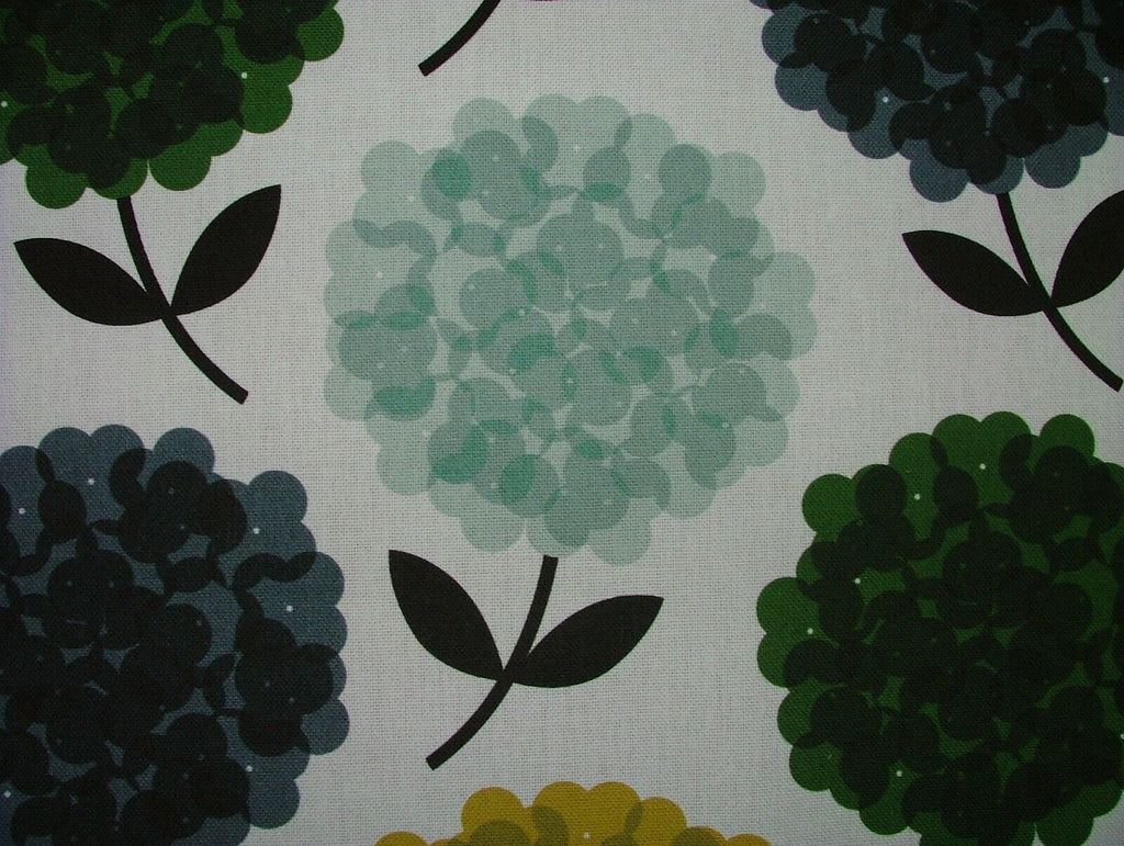 Orla Kiely Hydrangea Jade Cotton Curtain Upholstery Cushion Bag Making Fabric