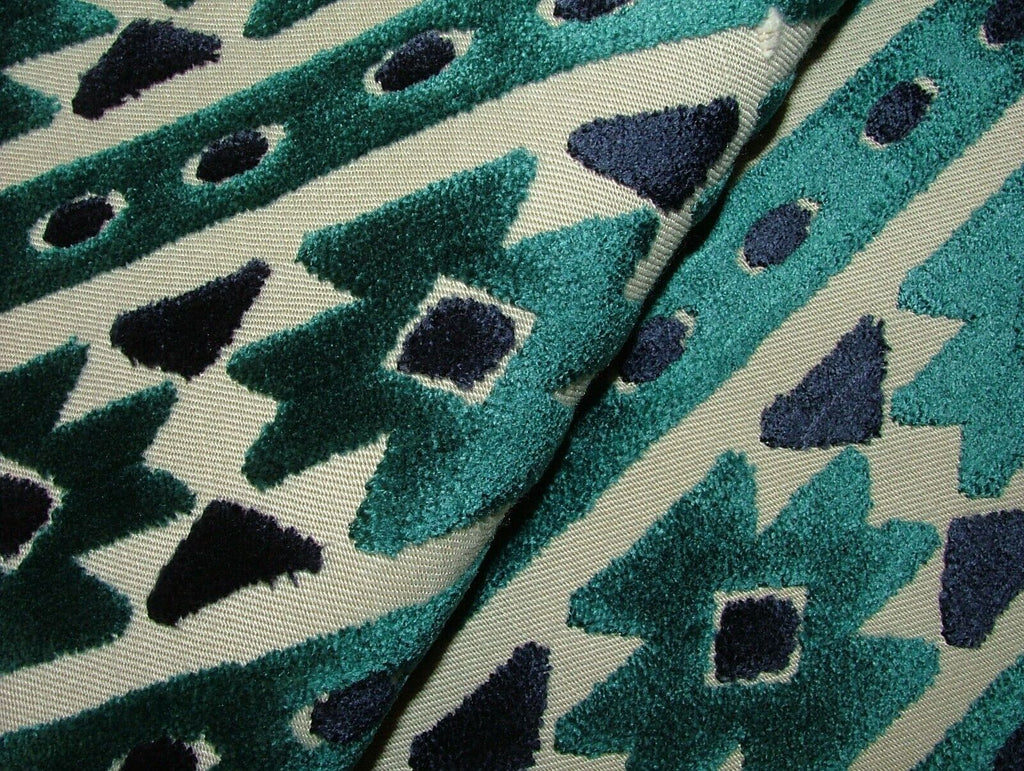 Kasbah Teal Extra Thick Plush Velvet Fabric Curtain Upholstery Cushion