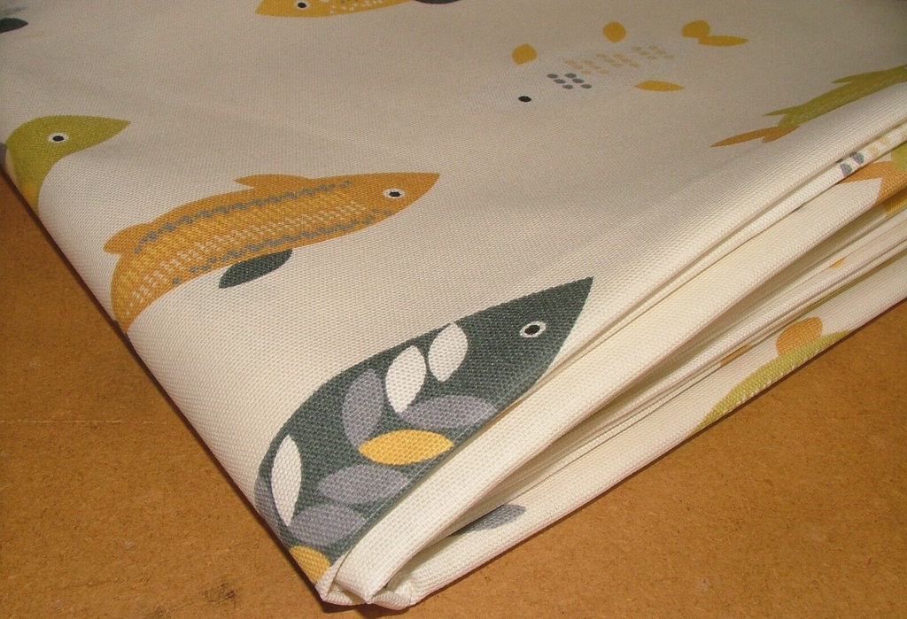 3.1 Metres iLiv Mr Fish Saffron Cotton Fabric Cushion Curtain Upholstery