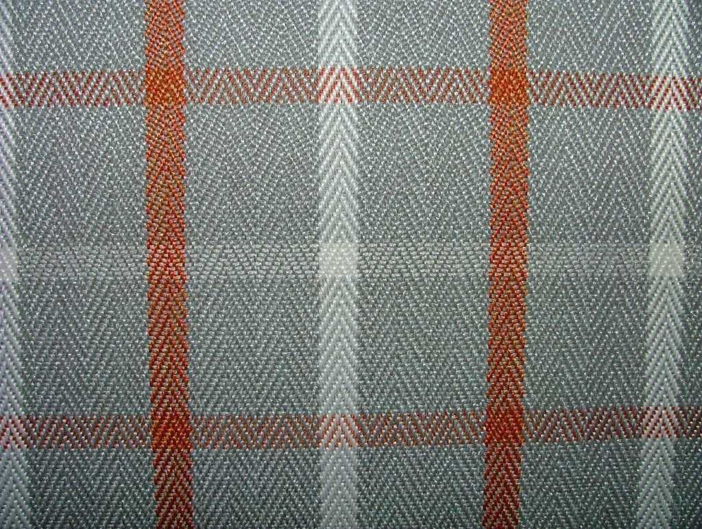 Paprika Grey White Herringbone Check Tartan Fabric Upholstery Cushion Curtain