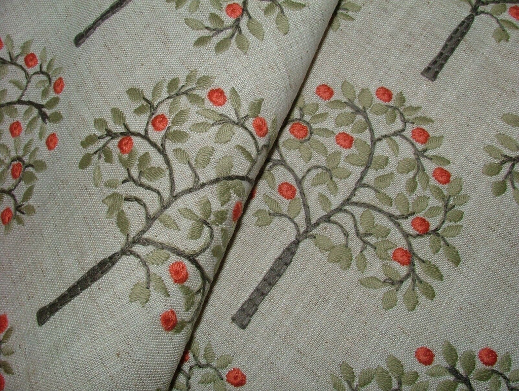 Orange Grove Spruce Embroidered Fabric Curtain Upholstery Cushion Roman Blinds