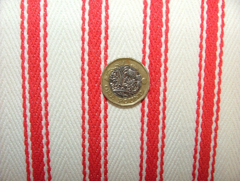 3 Metres Vermont Rouge Cotton Ticking Stripe Curtain Upholstery Cushion Fabric