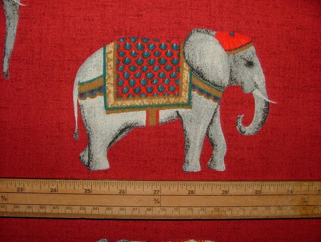 4 Metres Jaipur Indian Elephant Rosso Cotton Curtain Upholstery Cushion Fabric