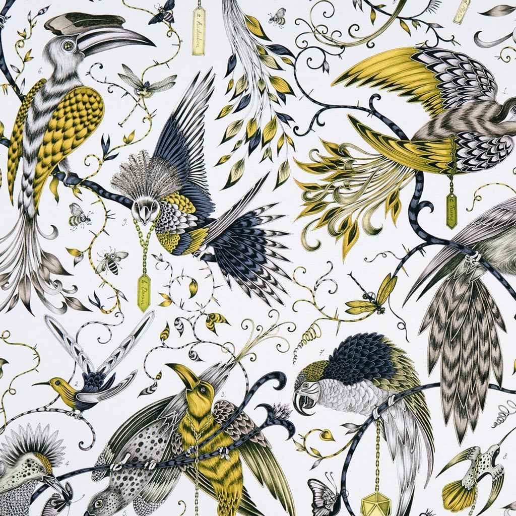 Emma J Shipley Fabric Audubon Gold Cotton Curtain Upholstery Cushion Fabric