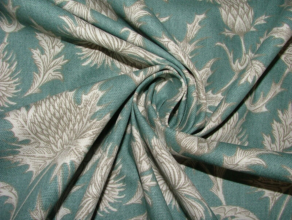 Highland Thistle Teal 100% Cotton Curtain Upholstery Cushion Roman Blind Fabric