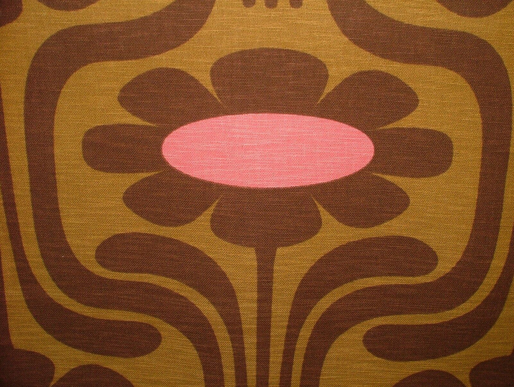 20m Orla Kiely SLUB COTTON CLIMBING DAISY OCHRE TAN Curtain Upholstery Fabric