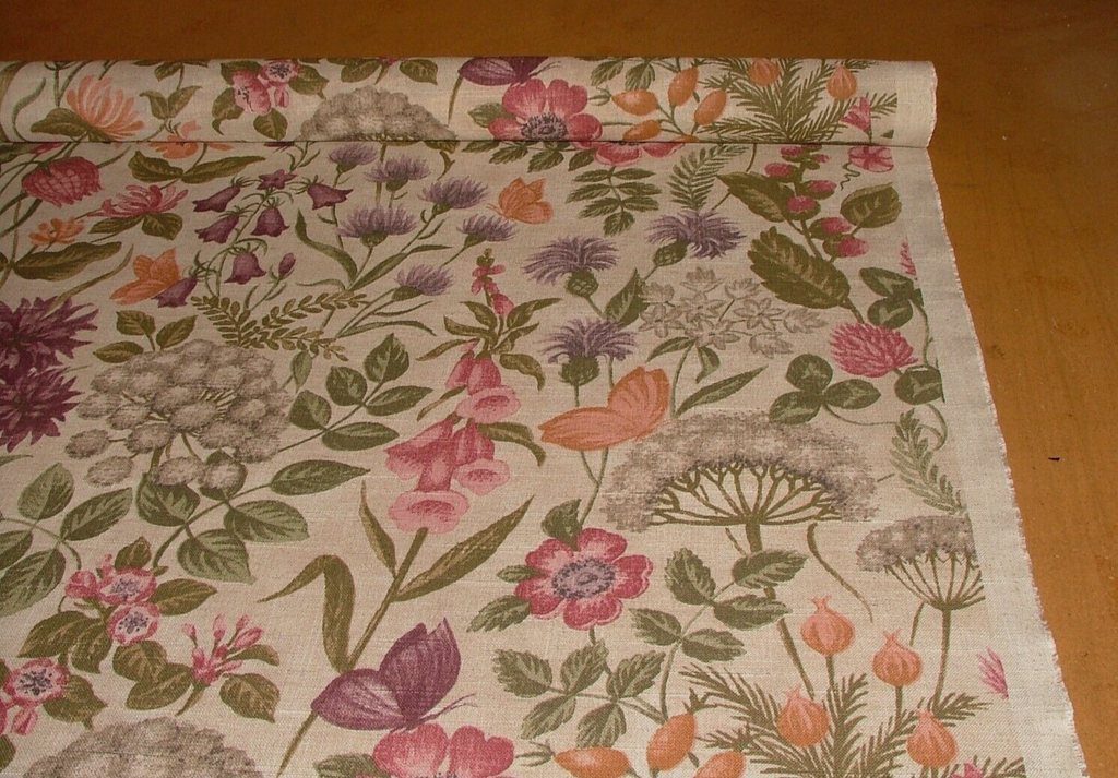 3 Metres iLiv Field Flowers Copper Linen Mix Fabric Cushion Curtain Upholstery