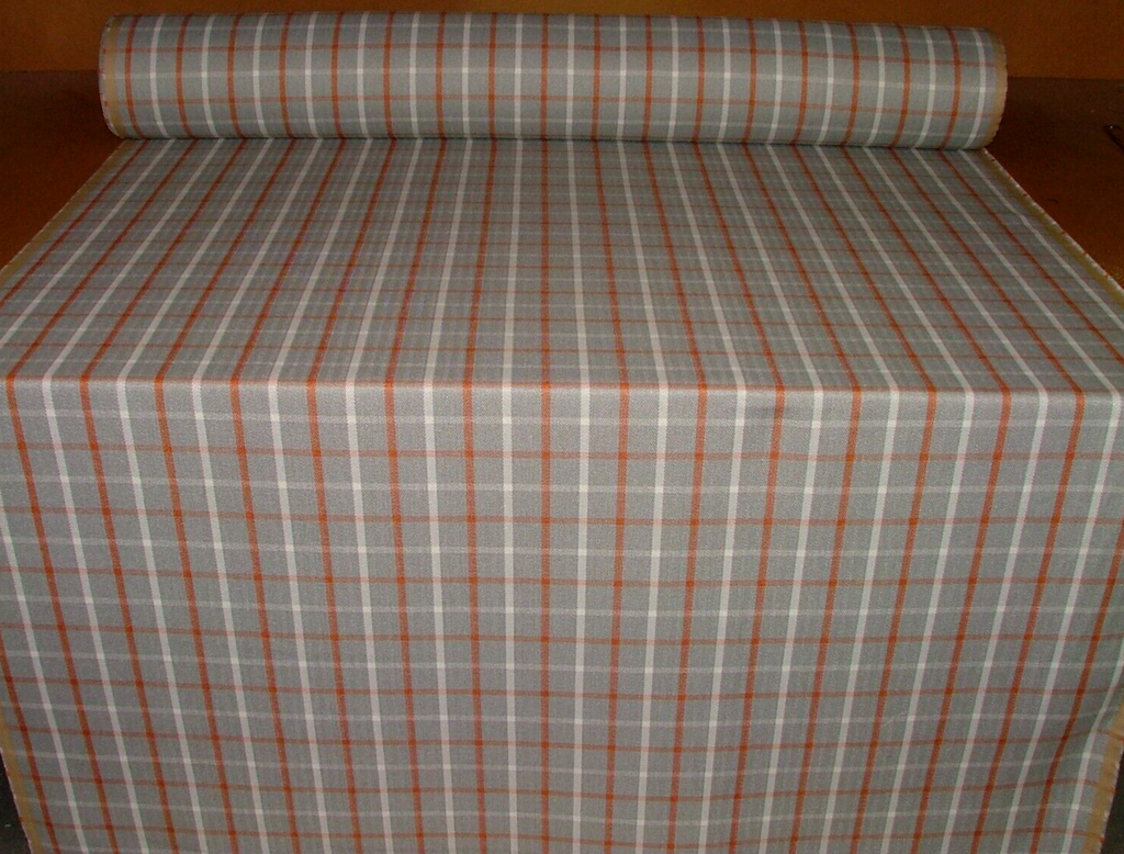 Paprika Grey White Herringbone Check Tartan Fabric Upholstery Cushion Curtain