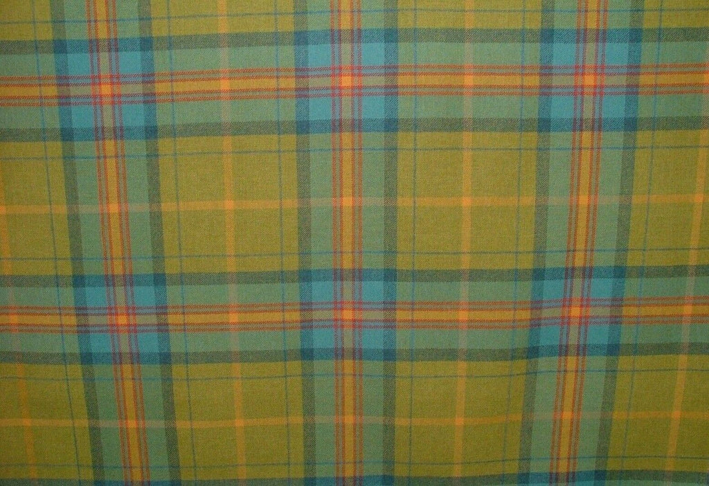 100% Shetland Wool Blue Pistachio Tartan Check Upholstery Curtain Cushion Fabric