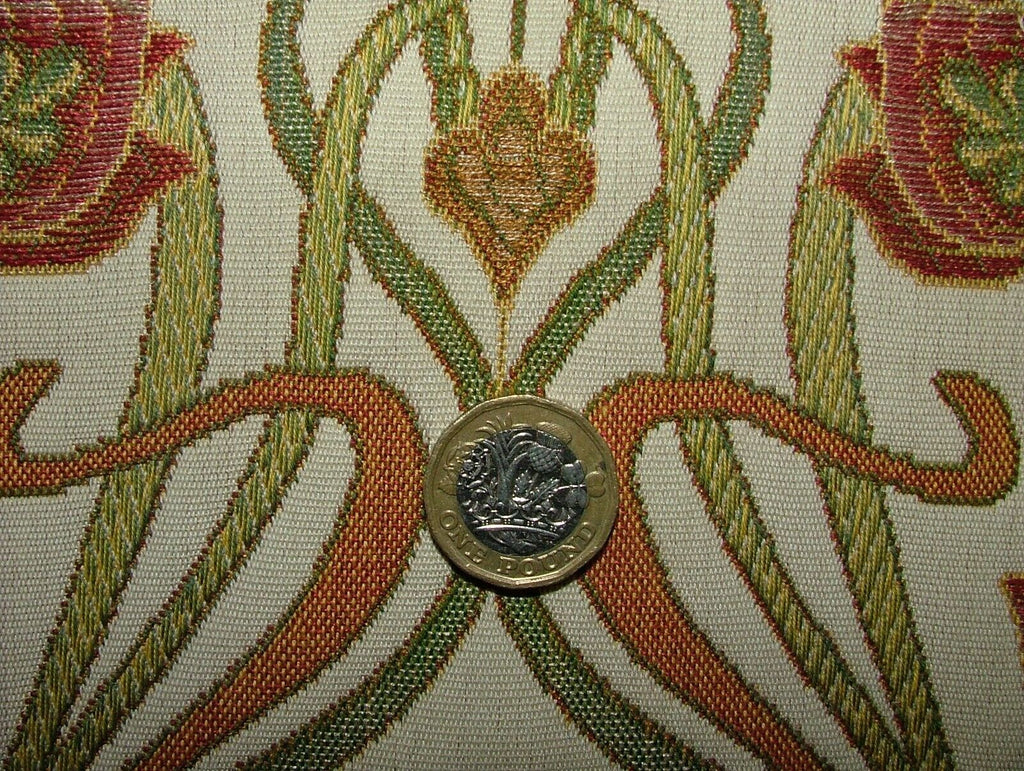 Art Nouveau Pugin Red Woven Jacquard Curtain Upholstery Cushion Blind Fabric