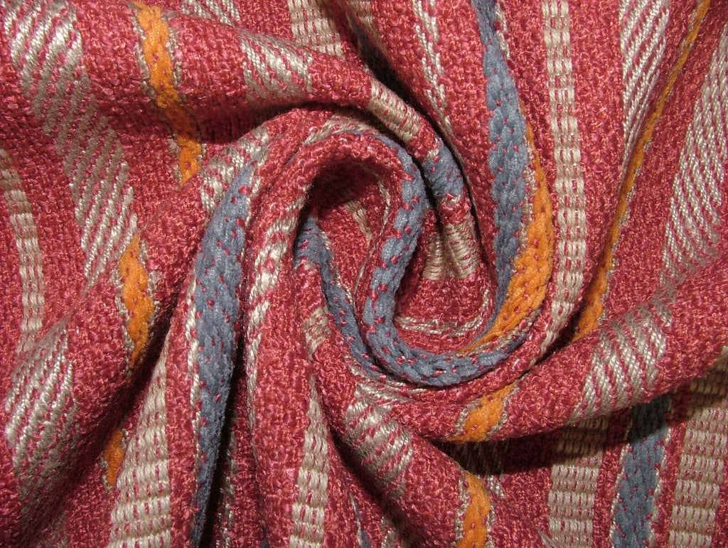 2.1 Metres Hendrix Chilli Thick Woven Stripe Curtain Upholstery Cushion Fabric