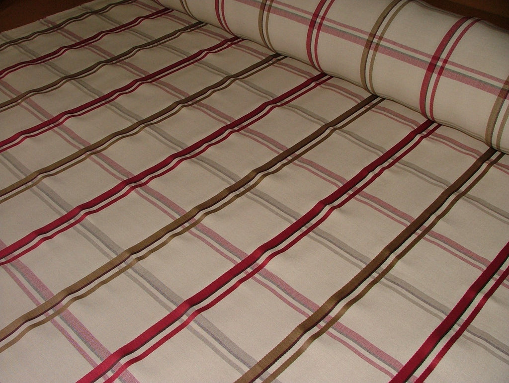 Romo Curtain Upholstery Fabric Quincey Redcurrant Woven Check - 14 Metres15