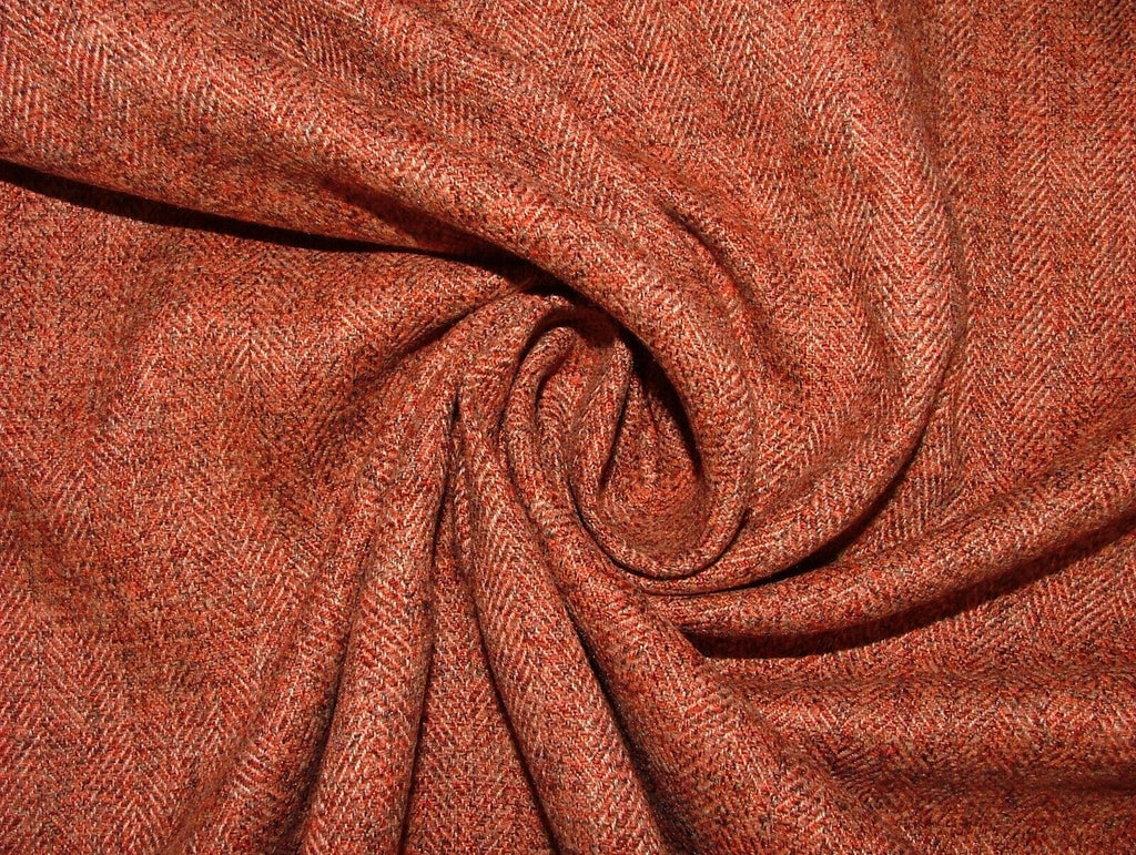 25 Metres Ginger Spice Herringbone Fabric Curtain Cushion Upholstery Multi Use