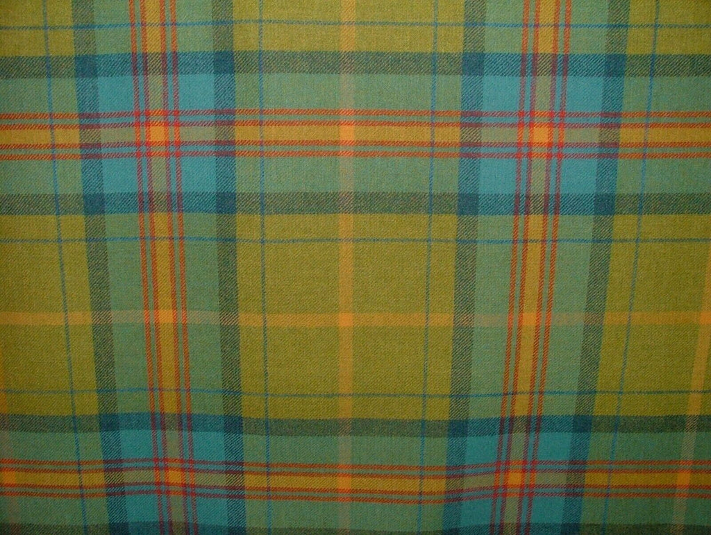 100% Shetland Wool Blue Pistachio Tartan Check Upholstery Curtain Cushion Fabric