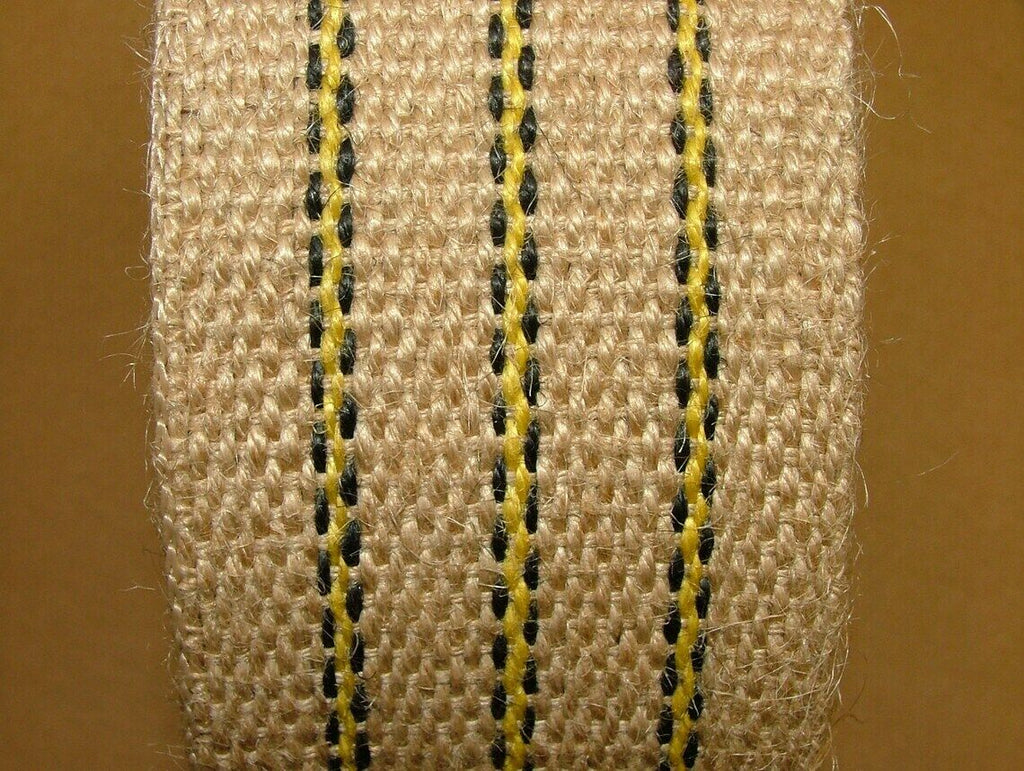 Black & Yellow 14lb 70mm Wide Extra Strong Woven Jute Chair Upholstery Webbing