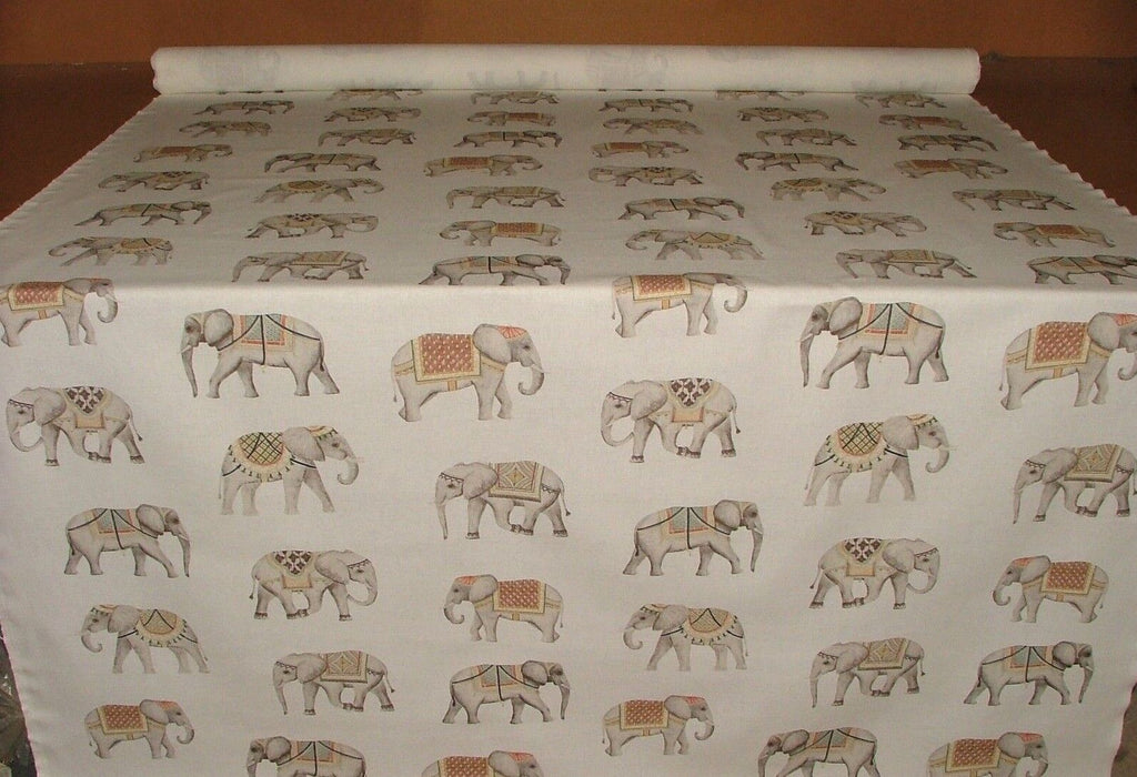 Jaipur Indian Elephant Natural Cotton Curtain Upholstery Cushion Blind Fabric