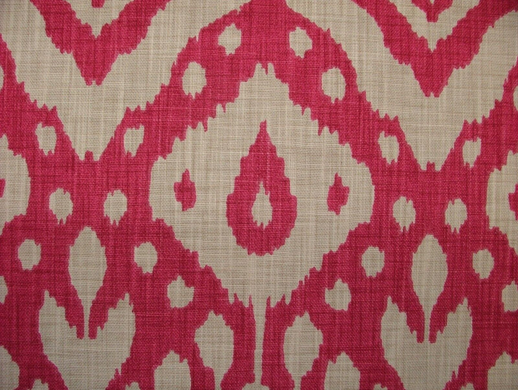 Moroccan Ikat Begonia Pink Cotton Curtain Upholstery Cushion Roman Blind Fabric