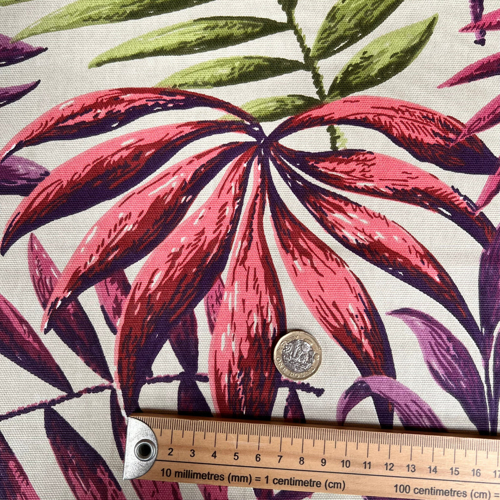 3.2m iLiv Manila Cranberry Tropical Cotton Fabric Curtain Upholstery Cushion