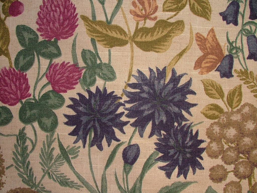 2.4 Metres iLiv Field Flowers Elderberry Linen Mix Fabric Cushion Curtain