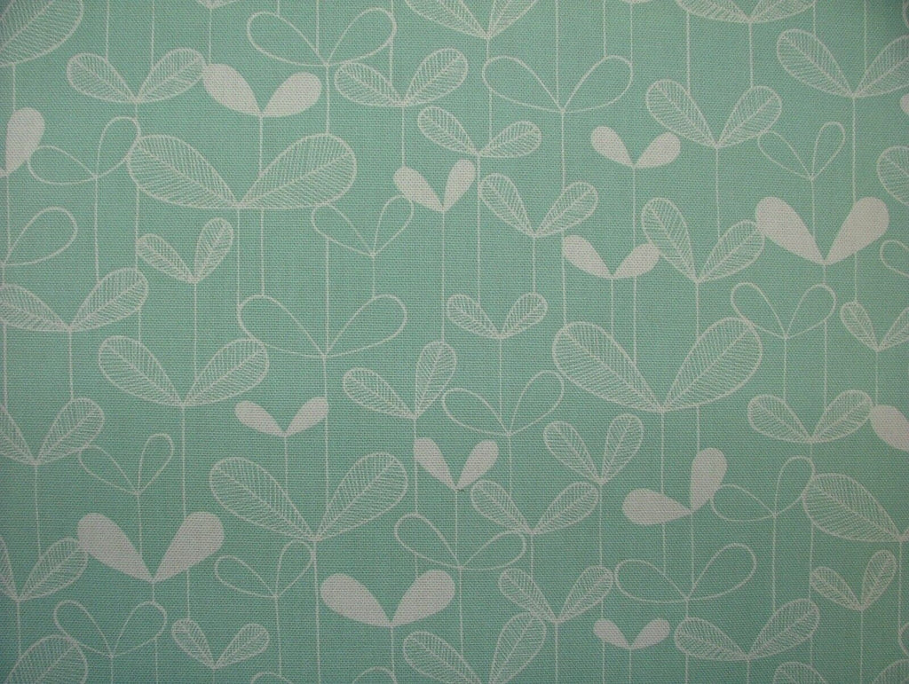 MissPrint Saplings Pale Aqua Scandi Cotton Curtain Upholstery Cushion Fabric