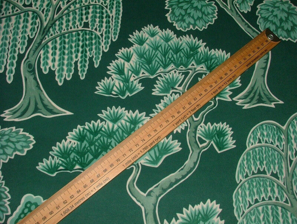 Japanese Japonica Oriental Tree Green Velvet Fabric Curtain Upholstery Cushion