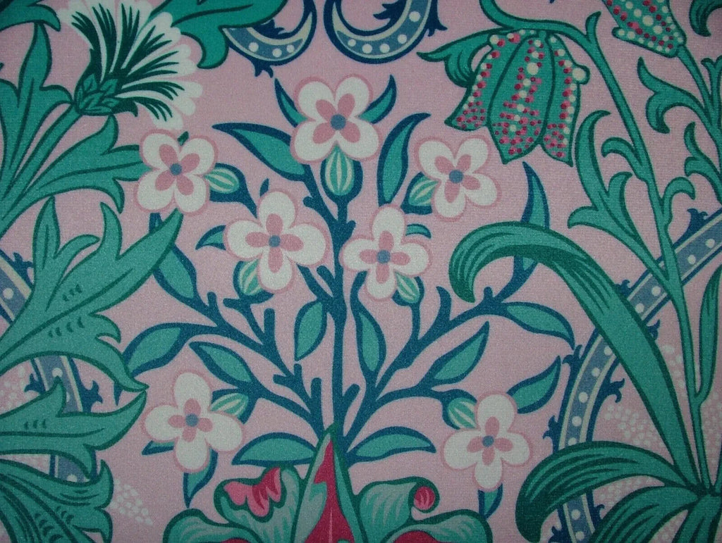 15 Metres Art Nouveau Tulip Floral Pink Velvet Fabric Curtain Upholstery Cushion