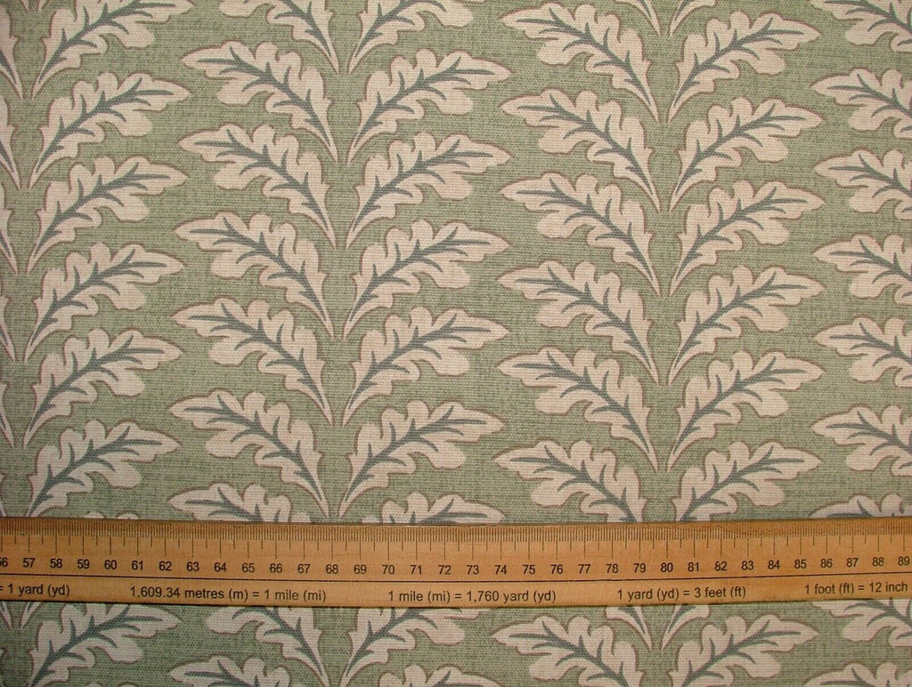 10 Metres Morris Leaf Sage Green Cotton Curtain Upholstery Roman Blind Fabric