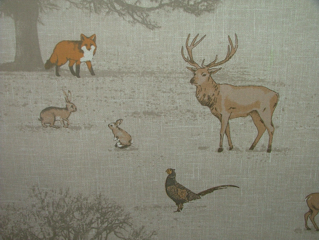 TATTON AUTUMN Fox Deer Stag 100% Cotton Curtain Upholstery Cushion Fabric