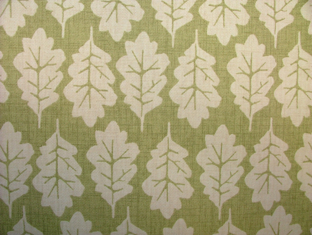 5 Metres Oak Leaf Pistachio Green Woven Cotton Fabric Cushion Curtain Upholstery