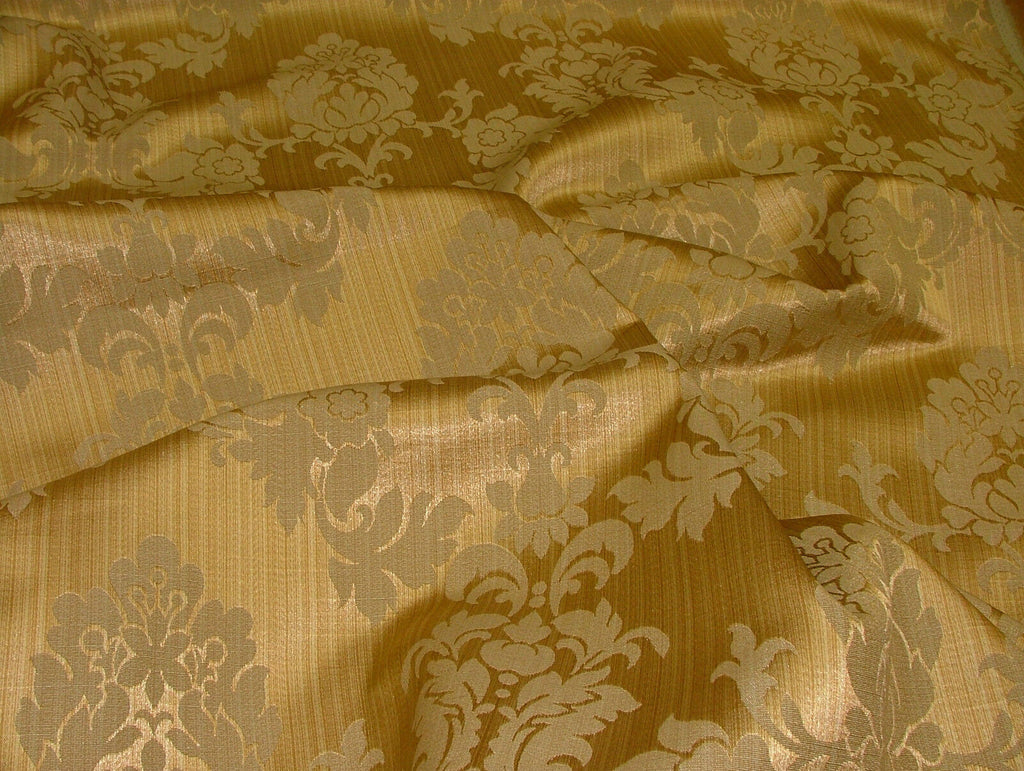 Antique Gold Madagascar Designer Curtain Brocade Damask Upholstery Cotton Fabric