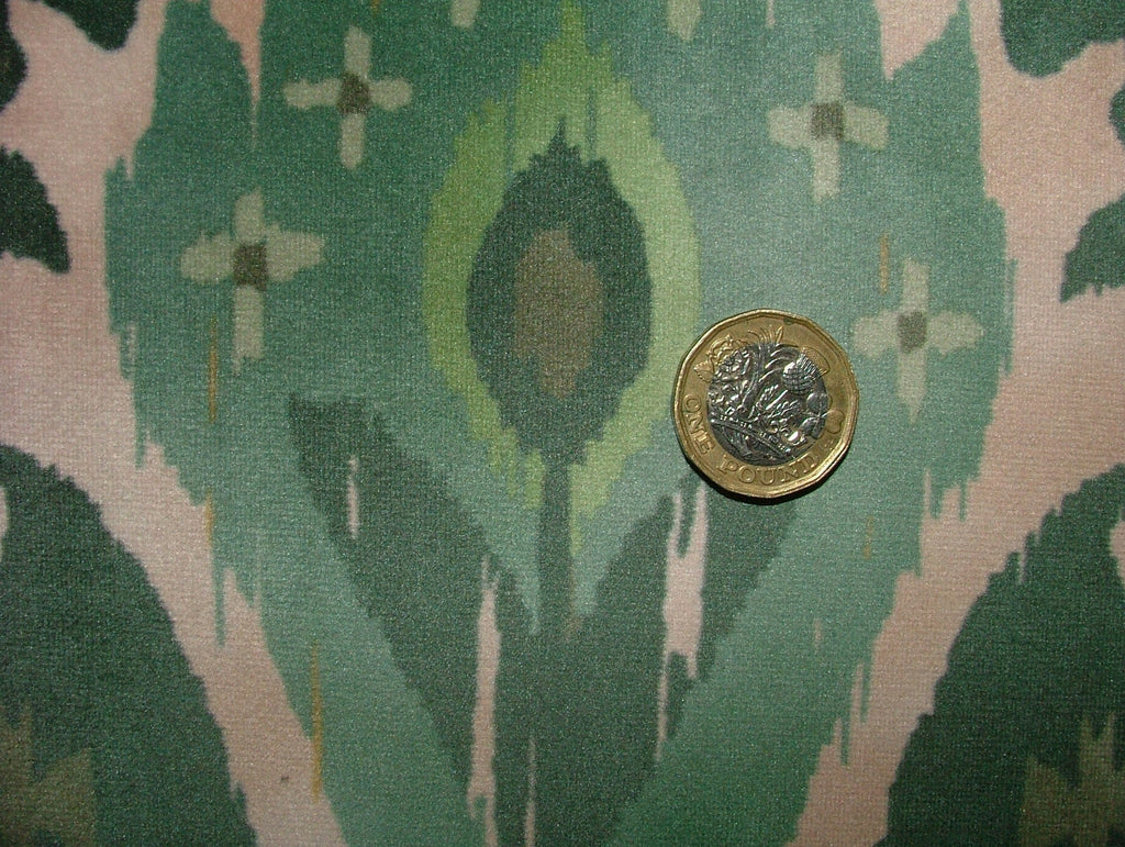 0.9 Metres iLiv Kasbah Forest Ikat Velvet Fabric Cushion Curtain Upholstery8