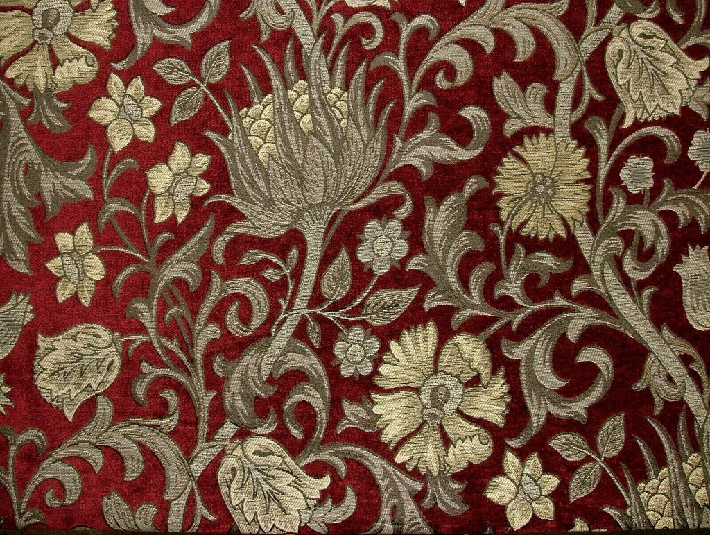 Chalfont Carmine Arts And Crafts Chenille Curtain Upholstery Cushion Use Fabric