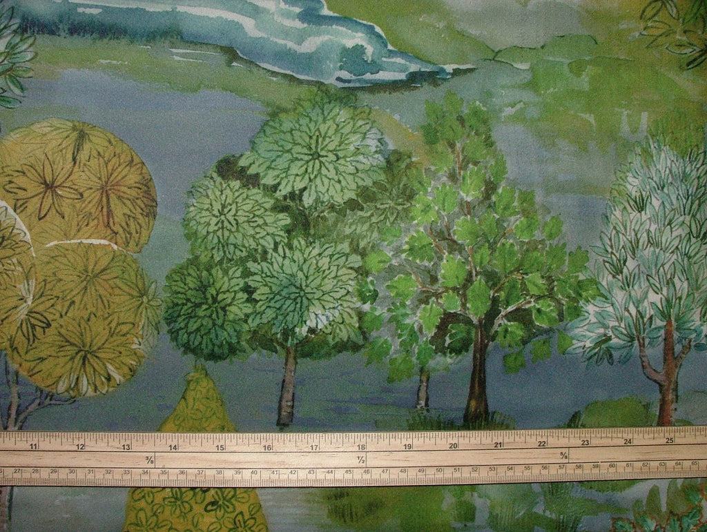 Velvet Cushion Upholstery Fabric - Meadow Trees  Blue Dawn 10 Metre Roll19