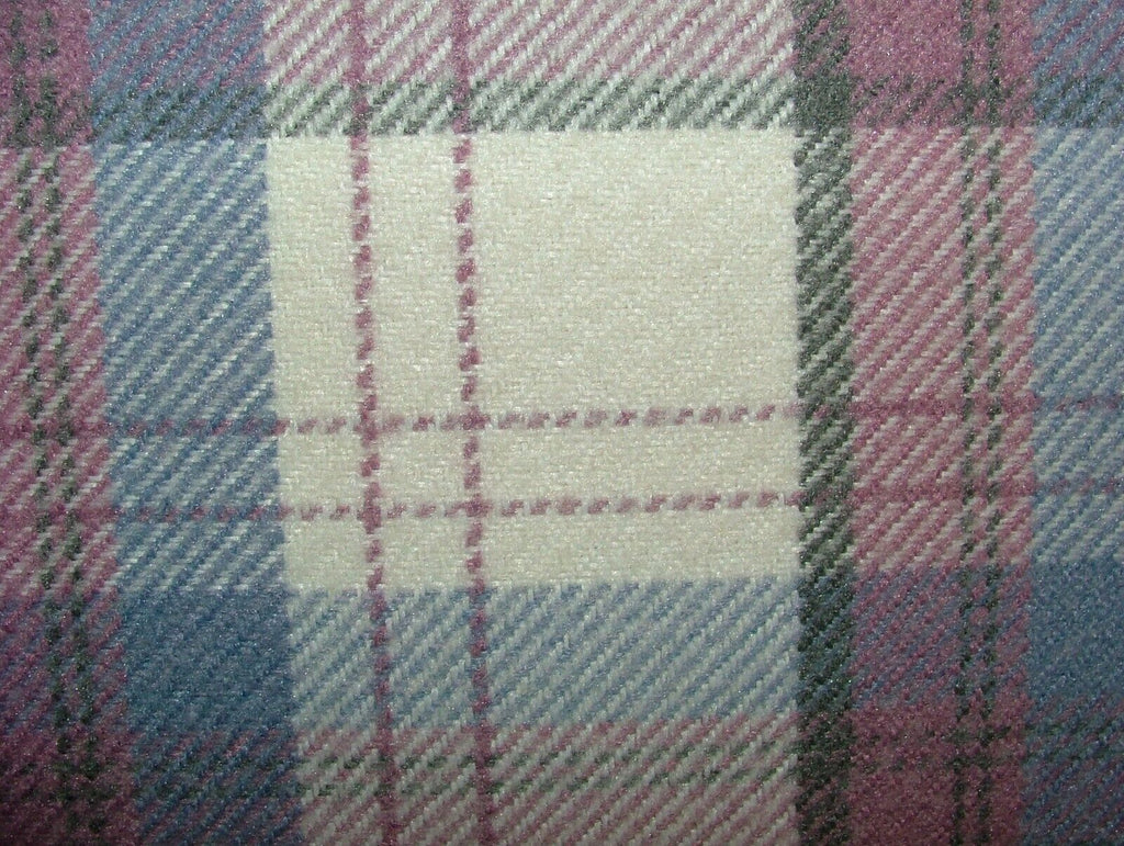 17 Metres Heather Lilac Wool Effect Tartan Upholstery Cushion Curtain Fabric