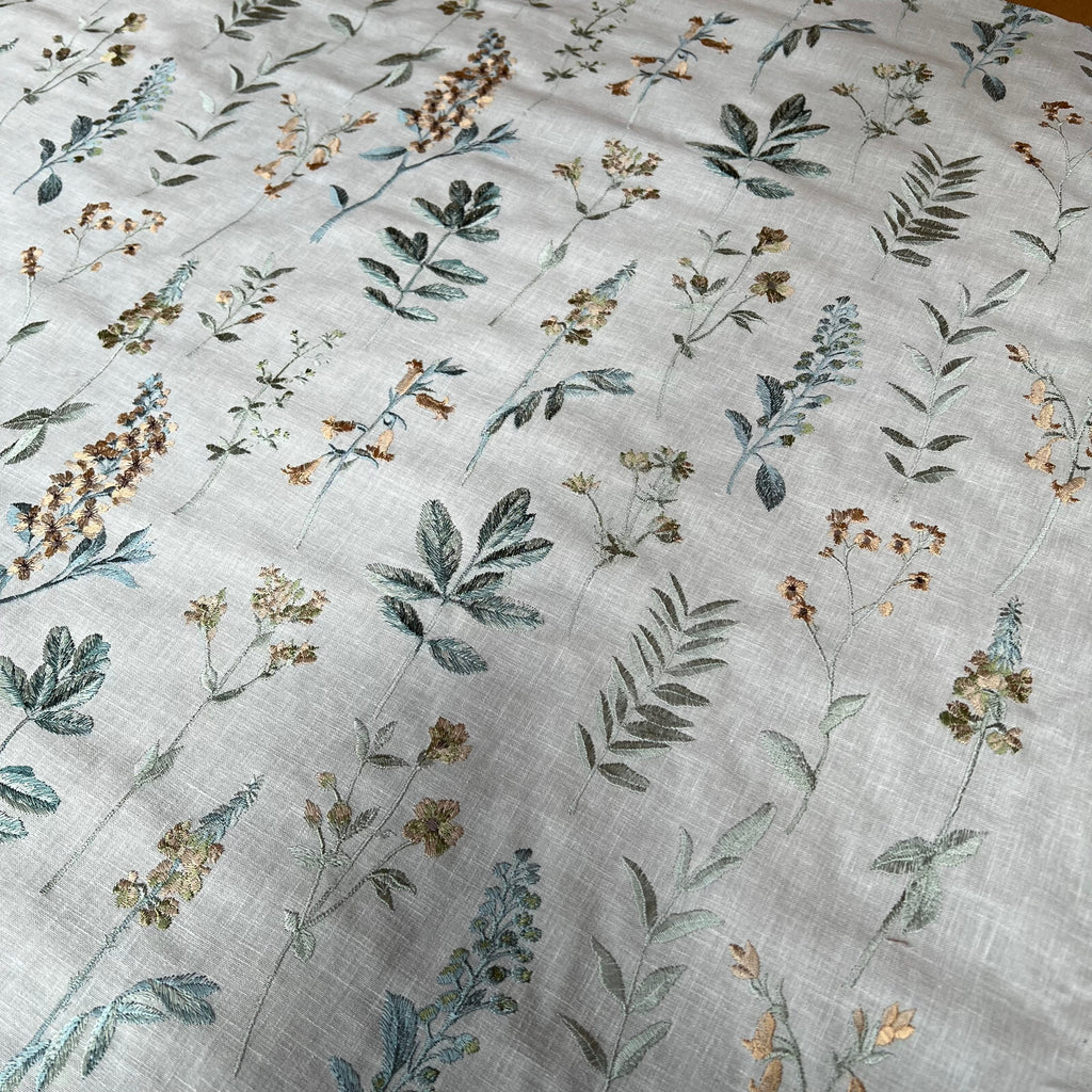 iLiv Embroidered Curtain Fabric 1.8 Metres Cottage Garden Seaspray Upholstery3