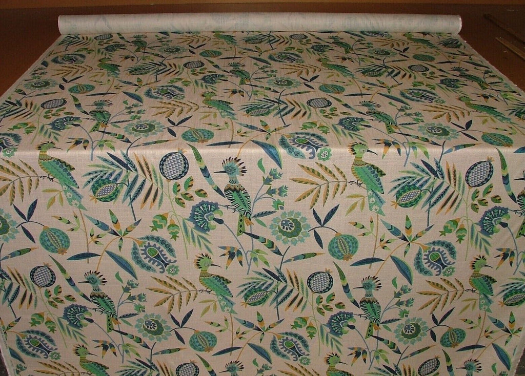 Hoopoe Bird Neptune Linen Blend Fabric - Curtain Upholstery Cushion Headboards