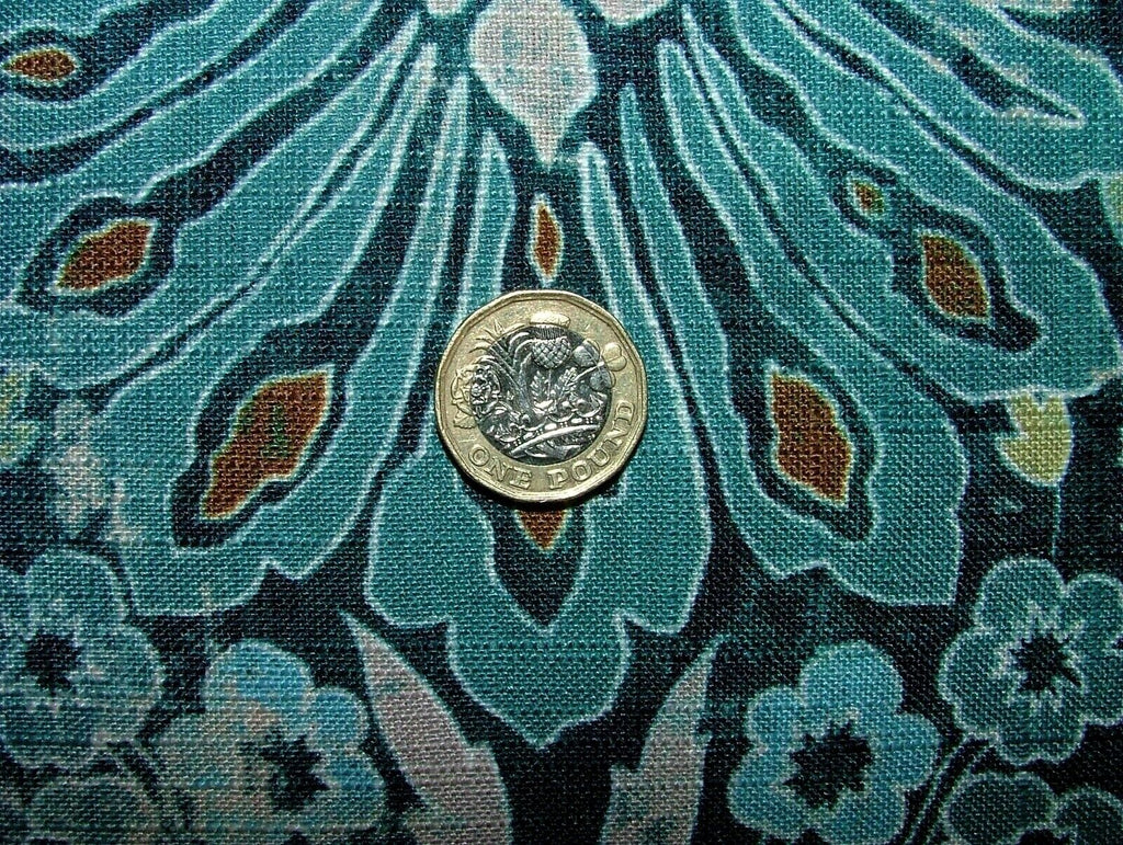 Cromford Teal Digitally Printed Fabric Curtain Upholstery Cushion Headboards