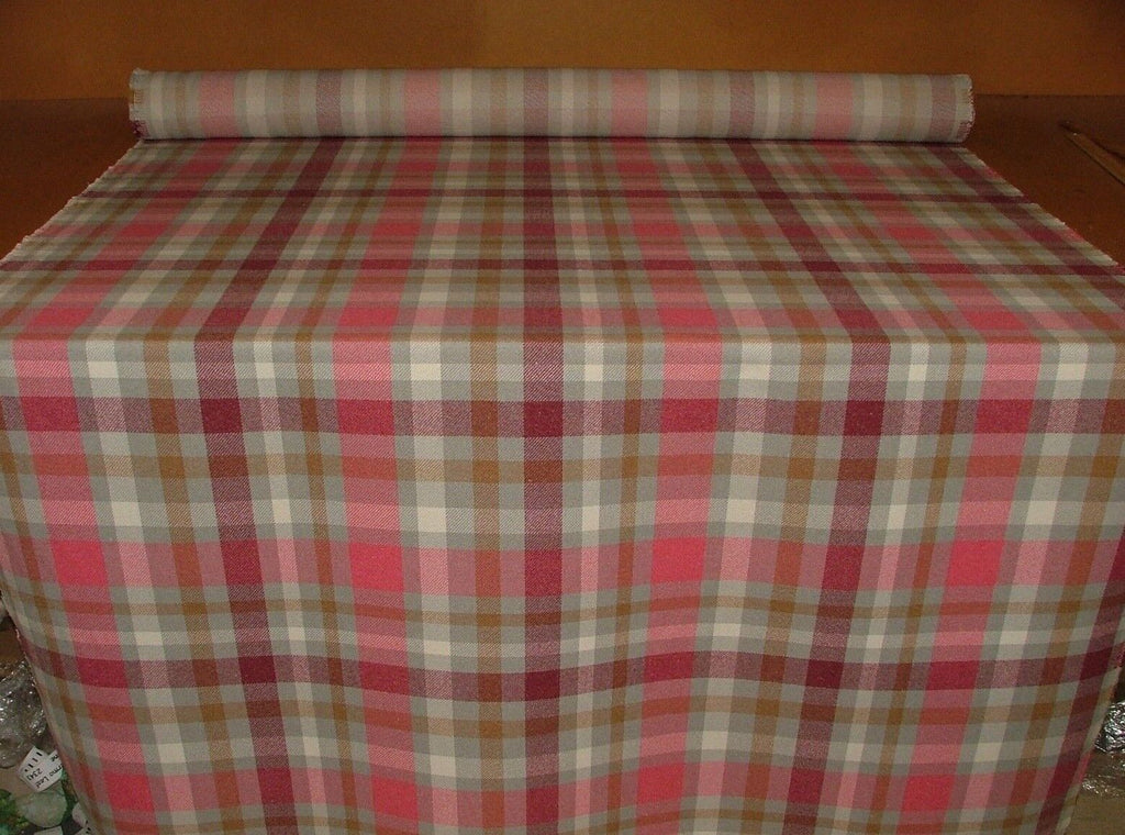 Tobermory Fuchsia Wool Effect Thick Tartan Upholstery Curtain Cushion Fabric