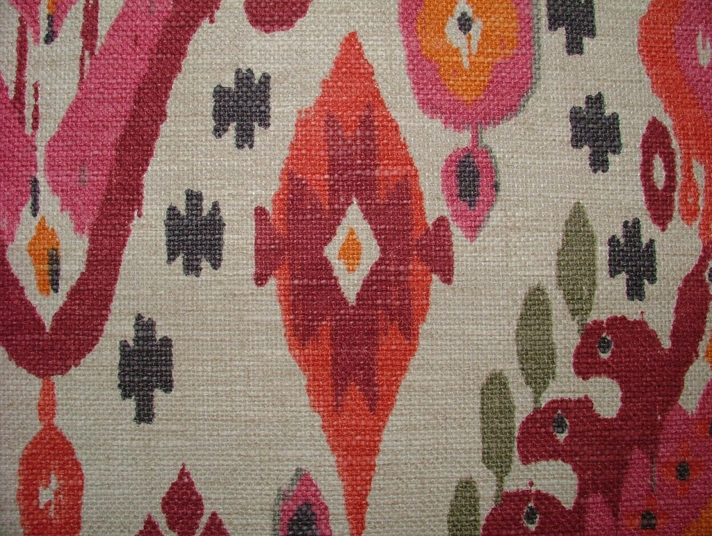 iLiv Boho Begonia Ikat Linen Blend Cotton Curtain Upholstery Cushion Fabric