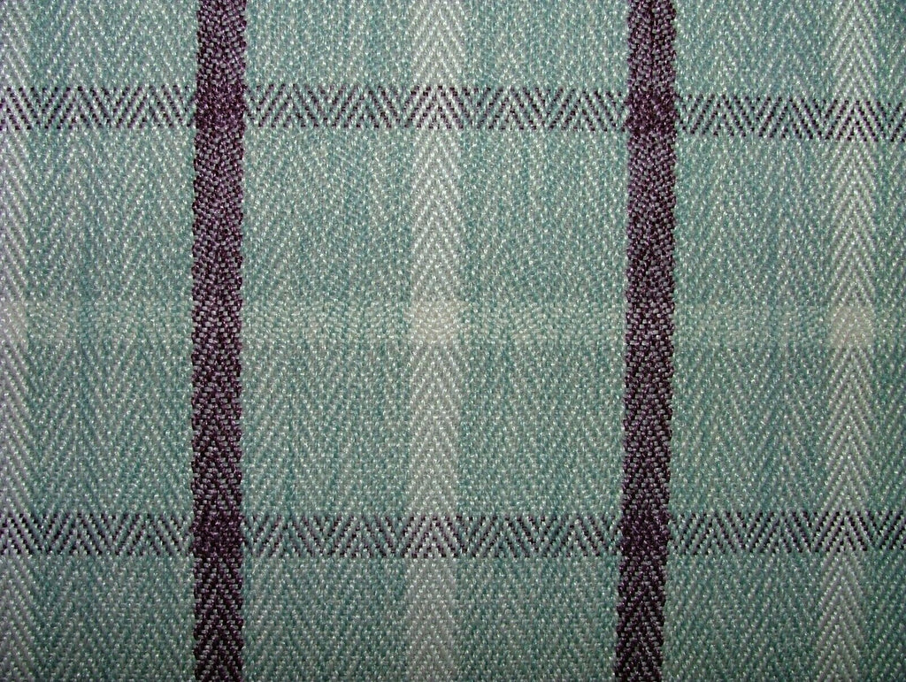 Duckegg Mulberry Herringbone Check Tartan Fabric Upholstery Cushion Curtain