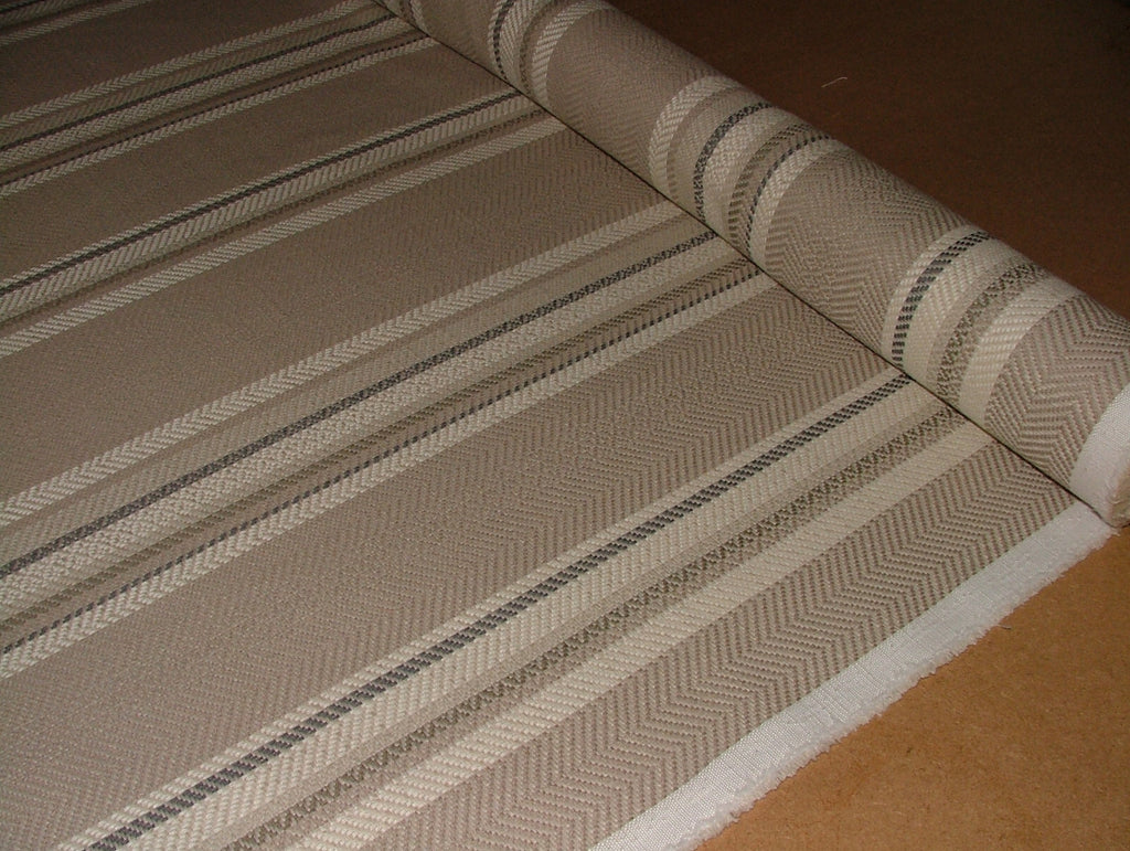 iLiv Thick Woven Curtain Fabric 2.2 Metre Indus Almond Stripe Upholstery Cushion5